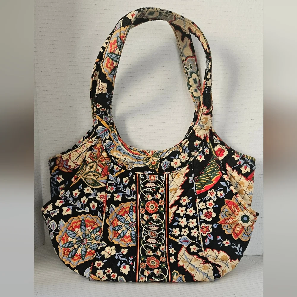 Vera Bradley Versailles black multicolor floral large‎ shoulder bag